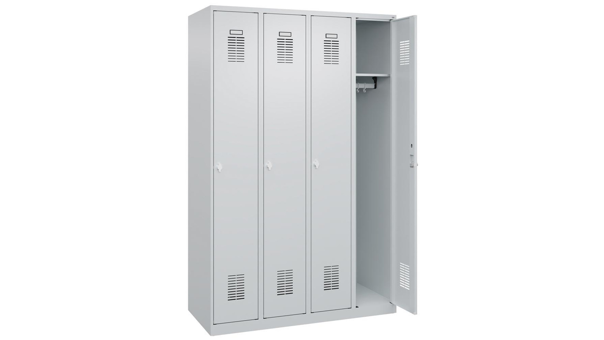 Spind - Garderobenschrank, Breite 120 cm, Höhe 185 cm, Tiefe 50 cm, 4 Abteil(e)