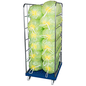 Rollbox, 3-seitig, Nutzhöhe 1650 mm, BxTxH 810x720x1850 mm, Bodenplatte aus HDPE, RAL 5010 enzianblau