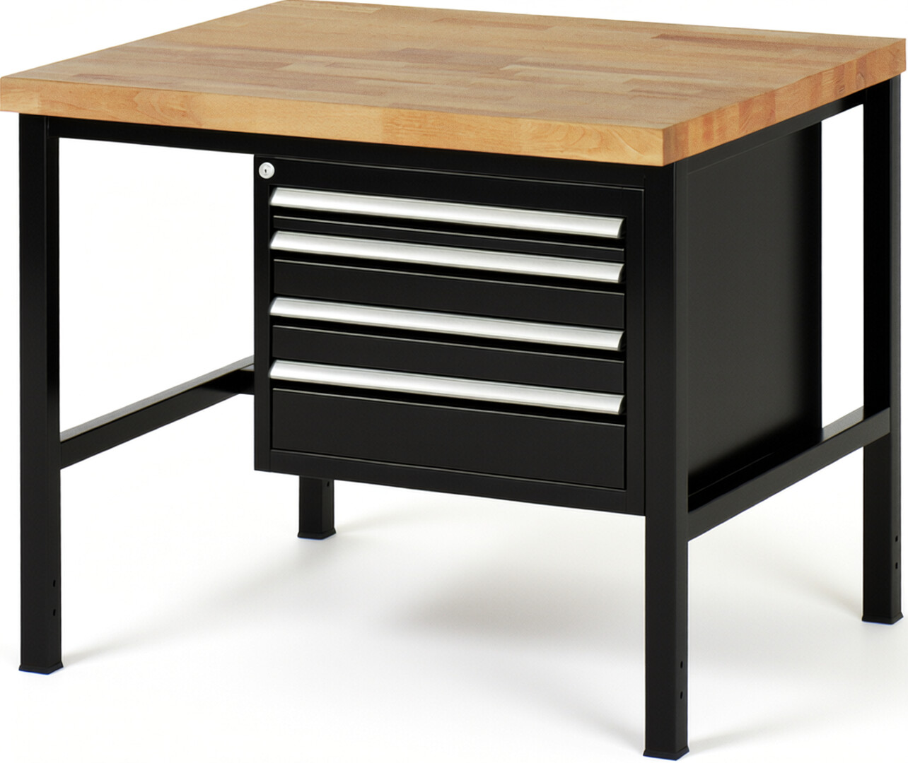 RAU Werkbank schwarz - Breite 100 cm - Tiefe 90 cm - Höhe 104 cm - Buche-Massiv Arbeitsplatte 40 mm