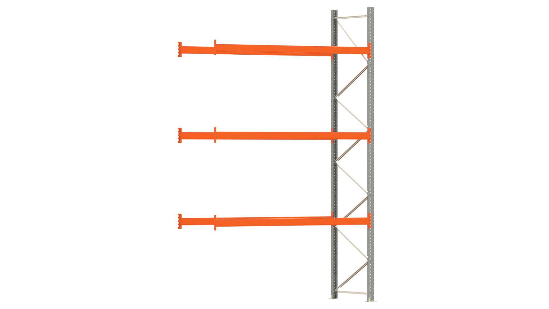 Palettenregal ARTUS - Anbaufeld - Breite 278,5 cm - Höhe 450 cm - Tiefe 110 cm - 3 Träger Ebenen