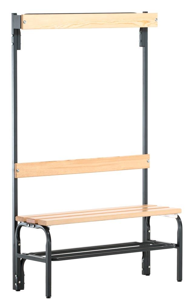 Garderobenbank, einseitig, Breite 101,5 cm, Höhe 165 cm, Tiefe 37,5 cm