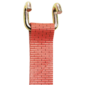 Zweiteiliger Zurrgurt, mit Rahmenhaken, 5000 daN zul. Zugkraft in der Umreifung, Gurtbreite 50 mm, Länge 8 m, Farbe rot, 5 Streifen, VE 2 Stück
