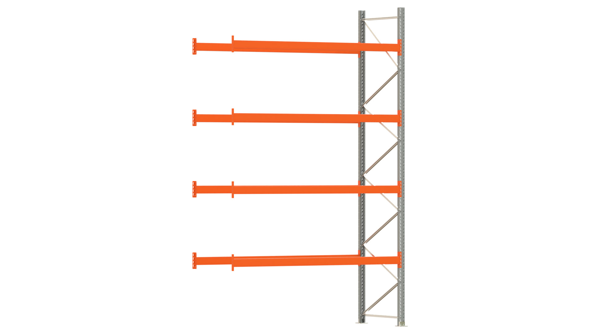 Palettenregal ARTUS - Anbaufeld - Breite 278,5 cm - Höhe 450 cm - Tiefe 110 cm - 4 Träger Ebenen