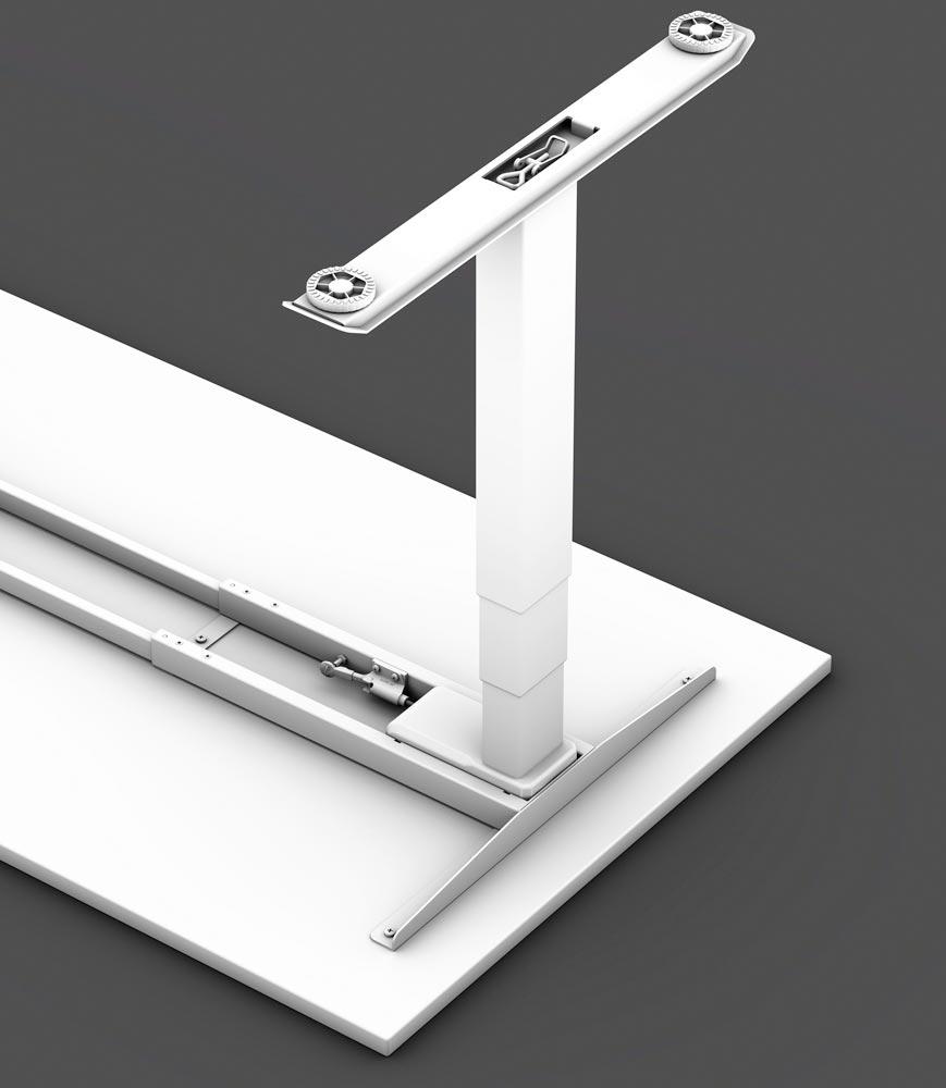 Schreibtisch, elektr. höhenverstellbar, BxTxH 1600x800x630-1280 mm, Melamin-Platte 25 mm, buche/silber