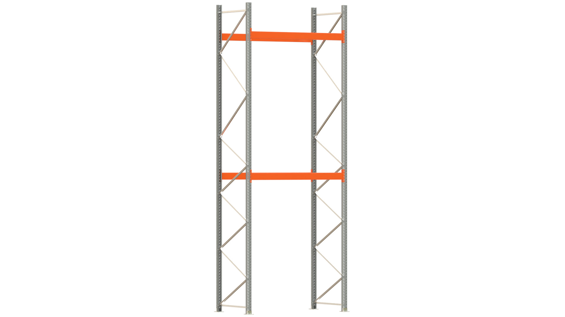 Palettenregal ARTUS - Breite 207 cm - Höhe 550 cm - Tiefe 110 cm - 2 Träger-Ebenen - Fachlast 3000 kg - 6 Palettenstellplätze