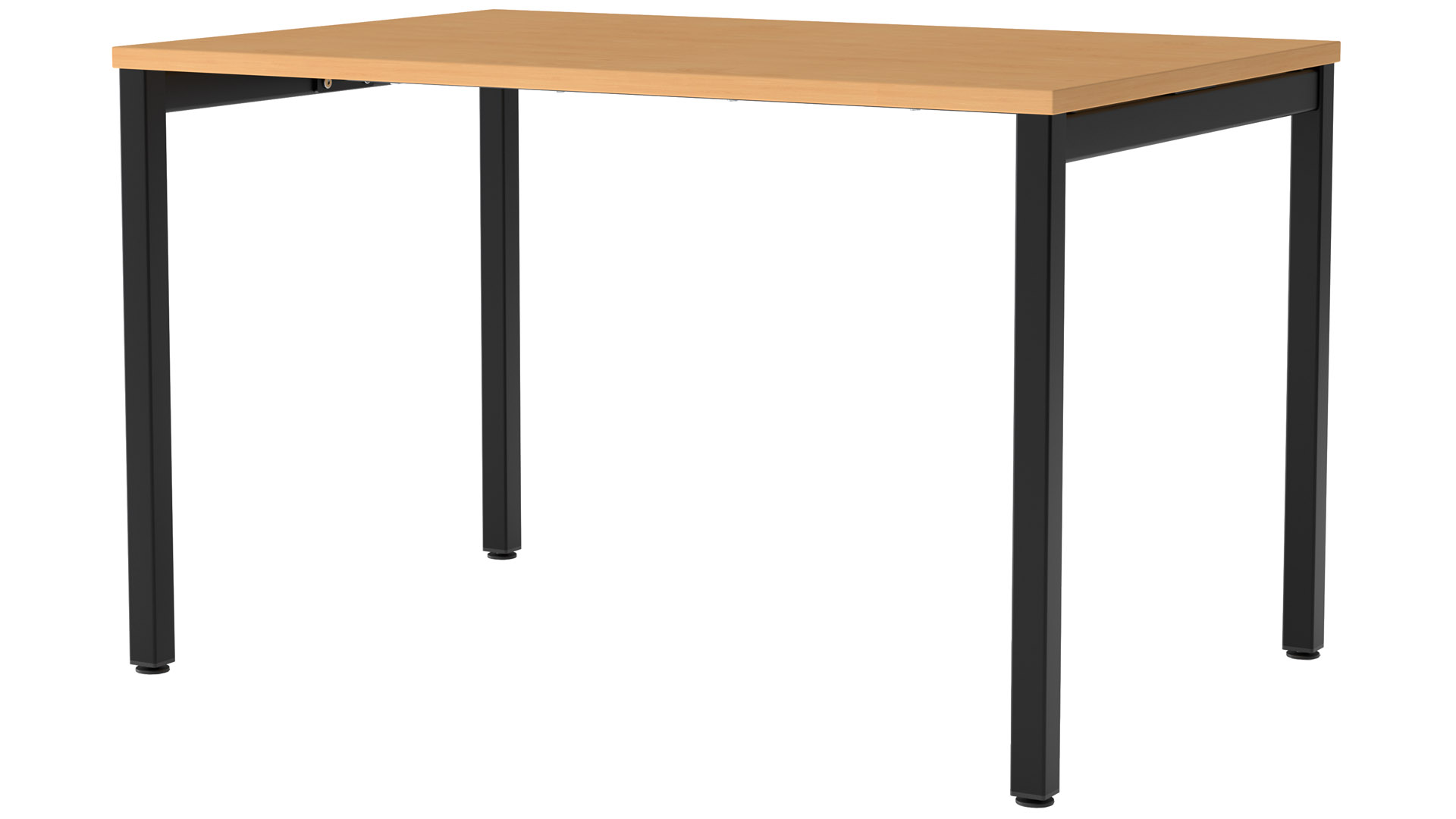 Tisch, BxTxH 1600x800x740 mm, Vierkantrohrgestell RAL 9005 schwarz, Tischplatte melaminharzbeschichtet buche