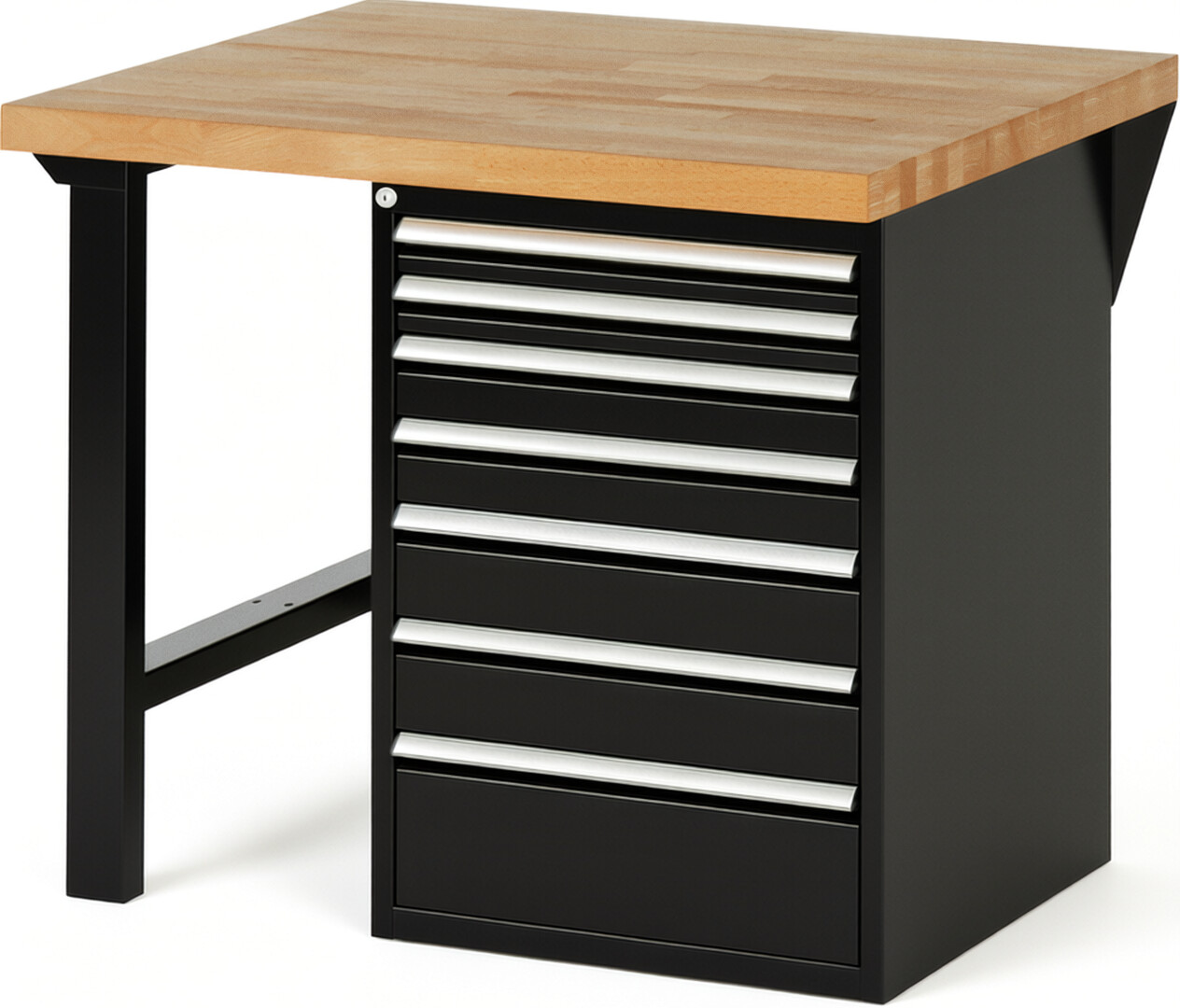 RAU Werkbank schwarz - Breite 100 cm - Tiefe 90 cm - Höhe 89 cm - Buche-Massiv Arbeitsplatte 40 mm