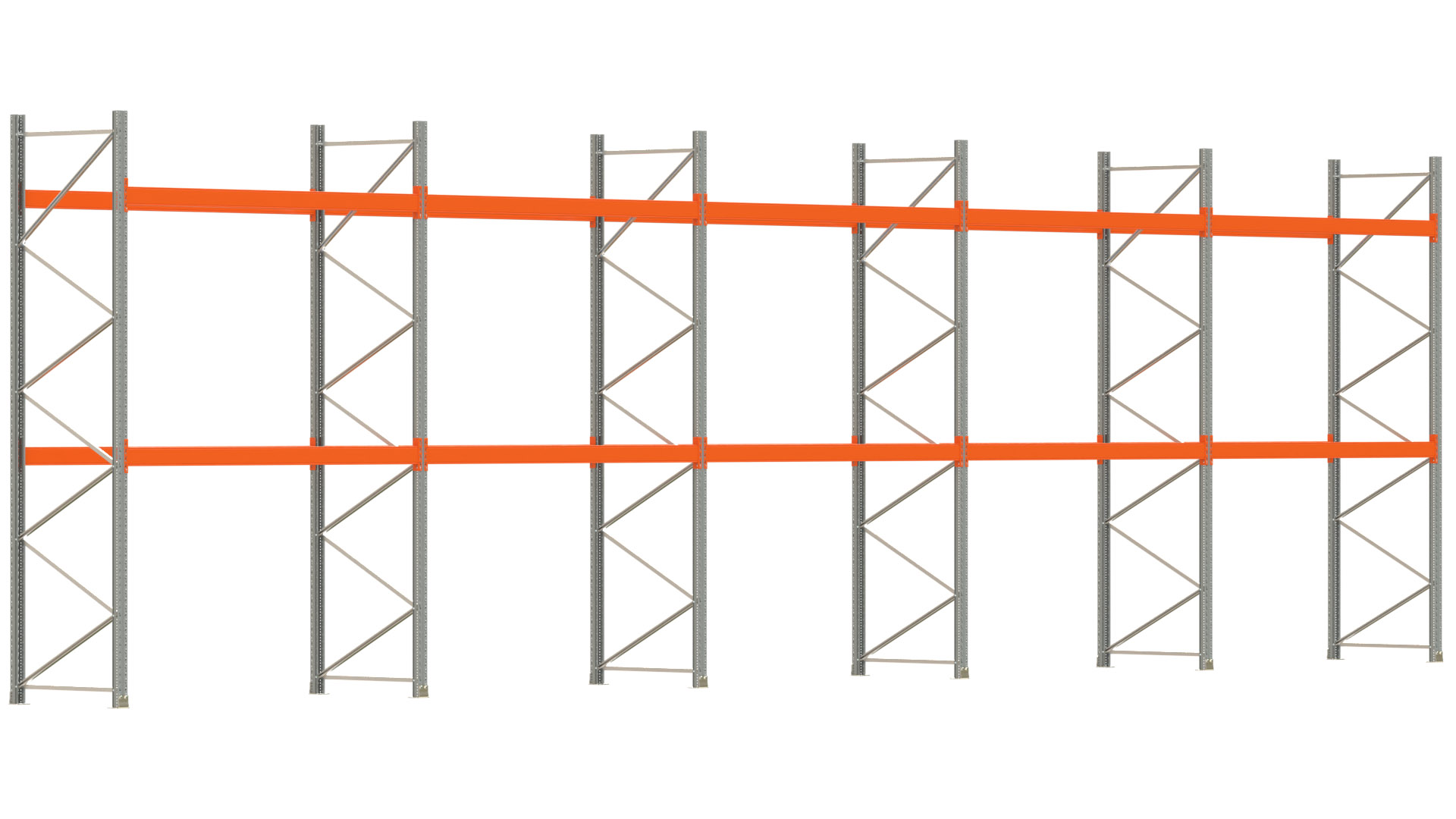Palettenregal ARTUS - Breite 1401 cm - Höhe 400 cm - Tiefe 110 cm - Fachlast 3000 kg - 45 Palettenstellplätze