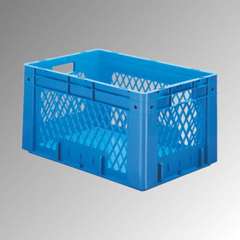 Schwerlast Eurobox - Eurokiste - Volumen 60 l - Boden geschlossen, Wände durchbrochen - 320 x 400 x 600 mm (HxBxT) - VE 2 Stk. - GRÜN (Beispielabbildung in blau)