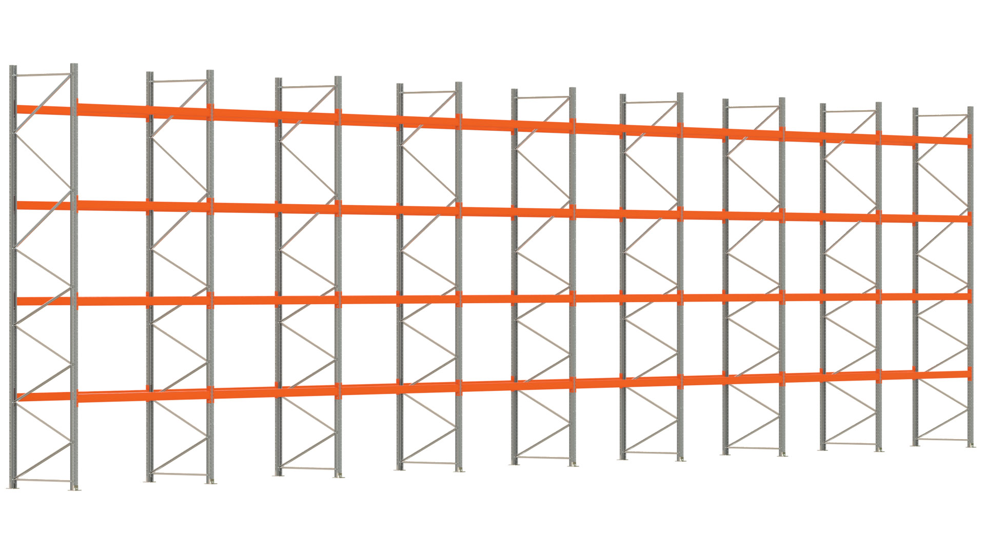 Palettenregal ARTUS - Breite 2236,5 cm - Höhe 550 cm - Tiefe 110 cm - Fachlast 2000 kg - 120 Palettenstellplätze