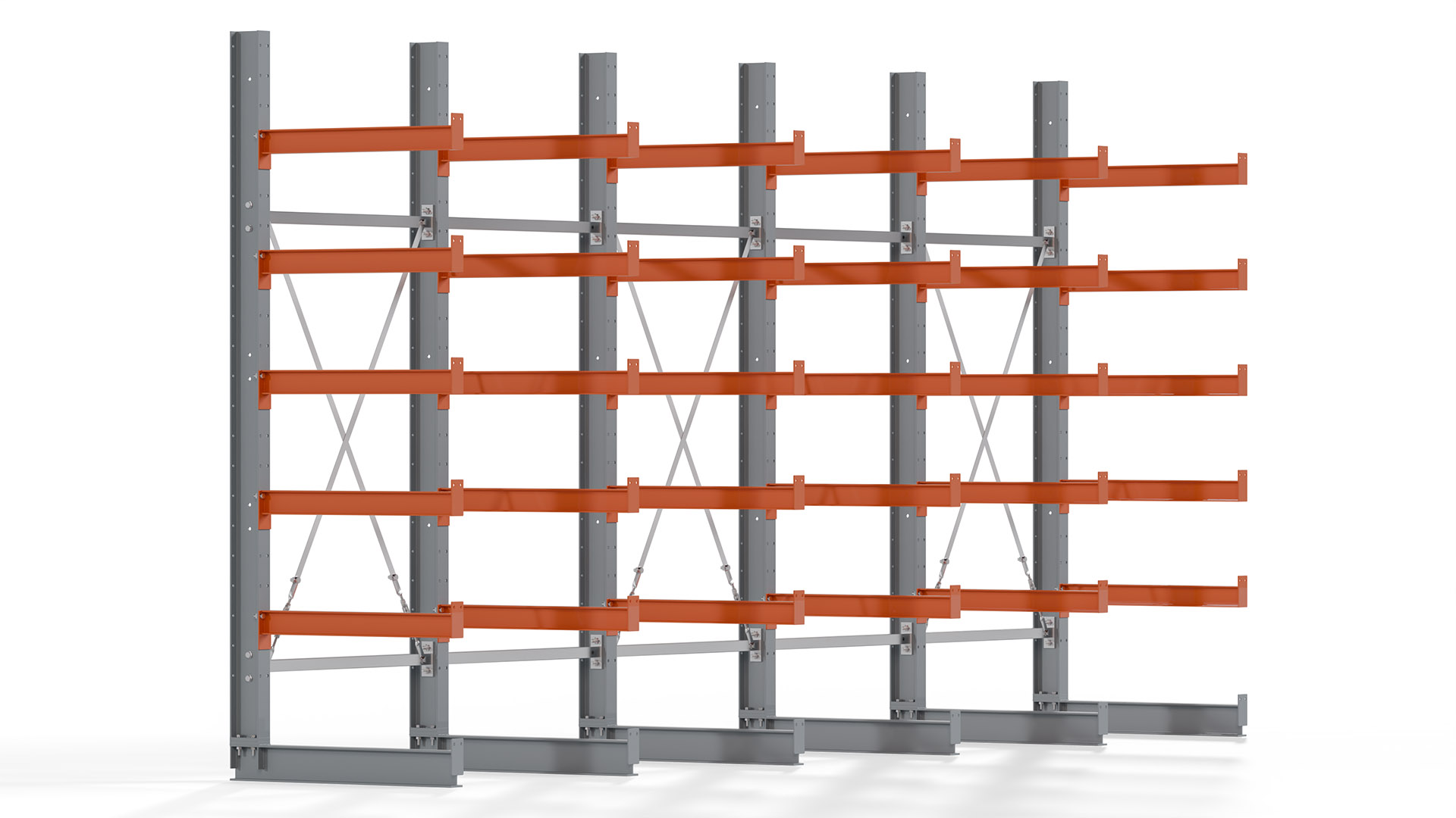 Kragarmregal KARL basic - lackiert - Breite: 500 cm - Höhe: 250 cm - Tiefe: 80 cm - Traglast je Kragarm: 550 kg - einseitig
