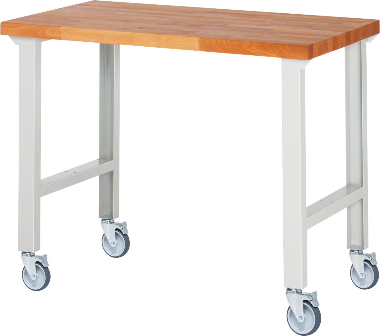 Fahrbare Werkbank Modell 7000 schwarz, BxTxH 1250x700x1000 mm,  Buche-Massiv Arbeitsplatte 40 mm