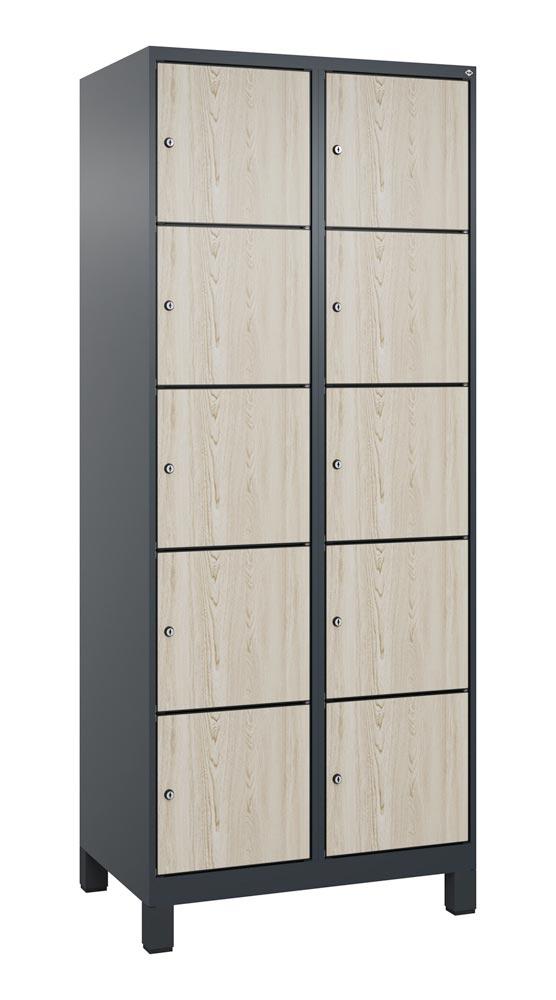 Fächerschrank mit MDF Türen, Breite 80 cm, Höhe 195 cm, Tiefe 50 cm, 10 Fächer