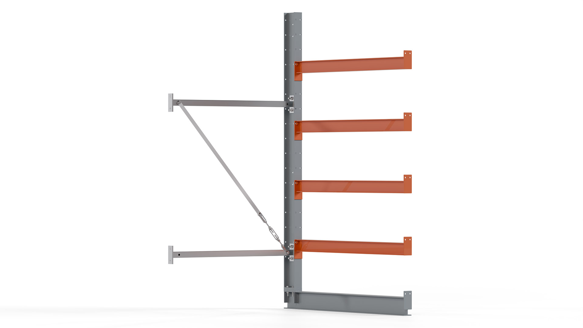 Kragarmregal KARL basic - Anbaufeld - Breite: 100 cm - Höhe: 200 cm - Tiefe: 132 cm - Traglast je Arm: 370 kg - einseitig
