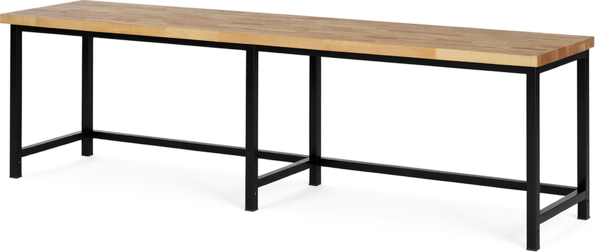 RAU Werkbank schwarz - Breite 300 cm - Tiefe 70 cm - Höhe 104 cm - Buche-Massiv Arbeitsplatte 40 mm