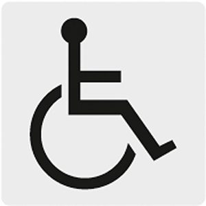 Hinweisschild, Rollstuhlfahrer, Alu selbstklebend, 60x60 mm, Farbe silber