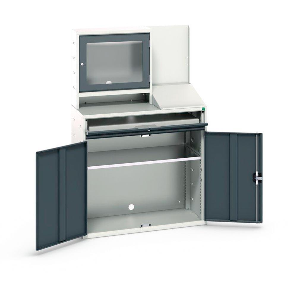 Computerschrank mit Bildschirmfach und Tablar