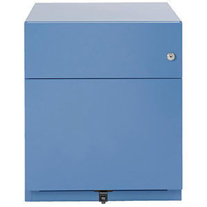 Rollcontainer, BxTxH 420x565x495 mm, 1 Schublade, 1 Hängeregistratur, seitliche Griffleisten, hellblau