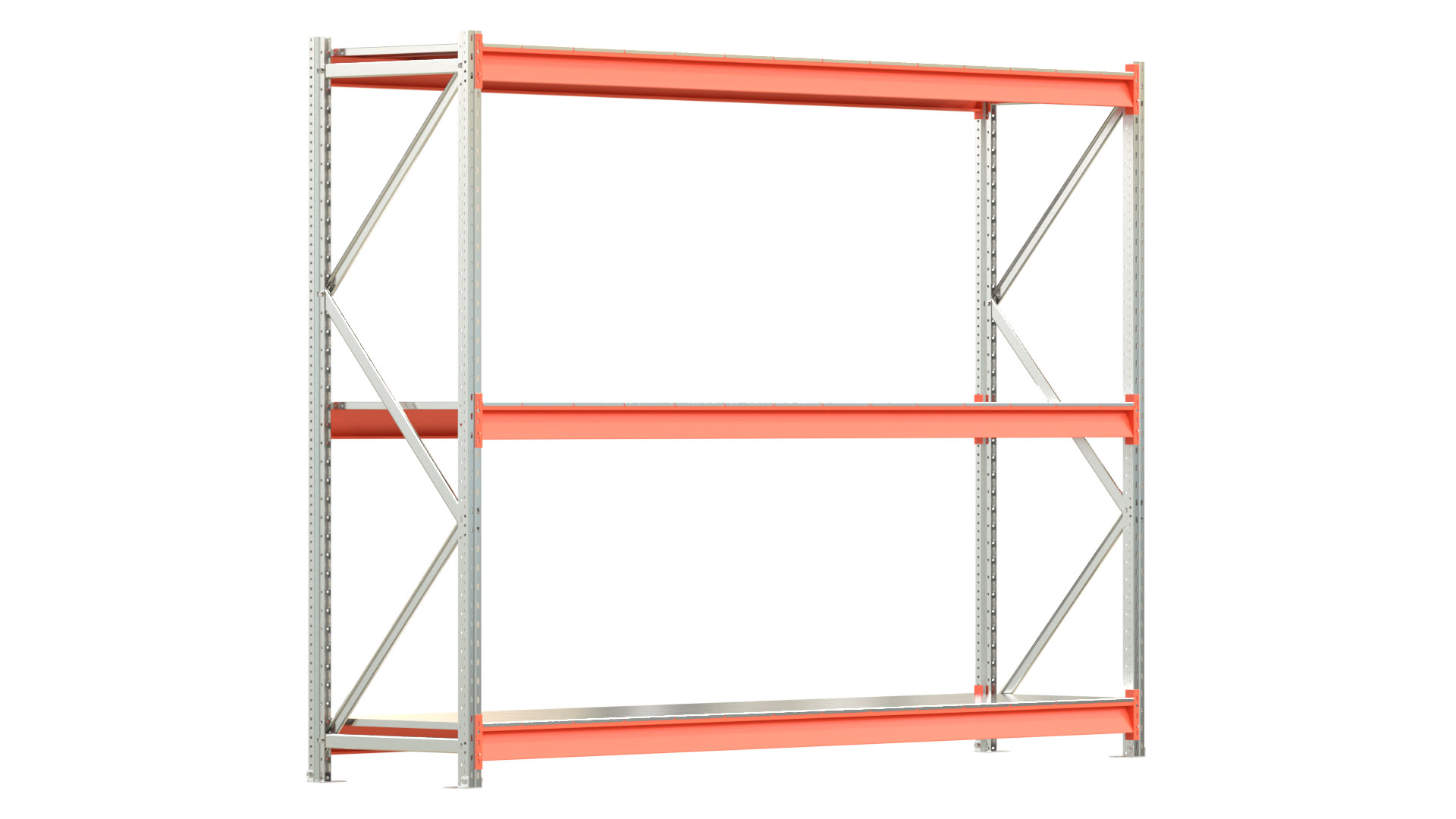 Weitspannregal EMMA - Höhe: 200 cm - Fachbreite: 270 cm - Tiefe: 60 cm - Grundfeld