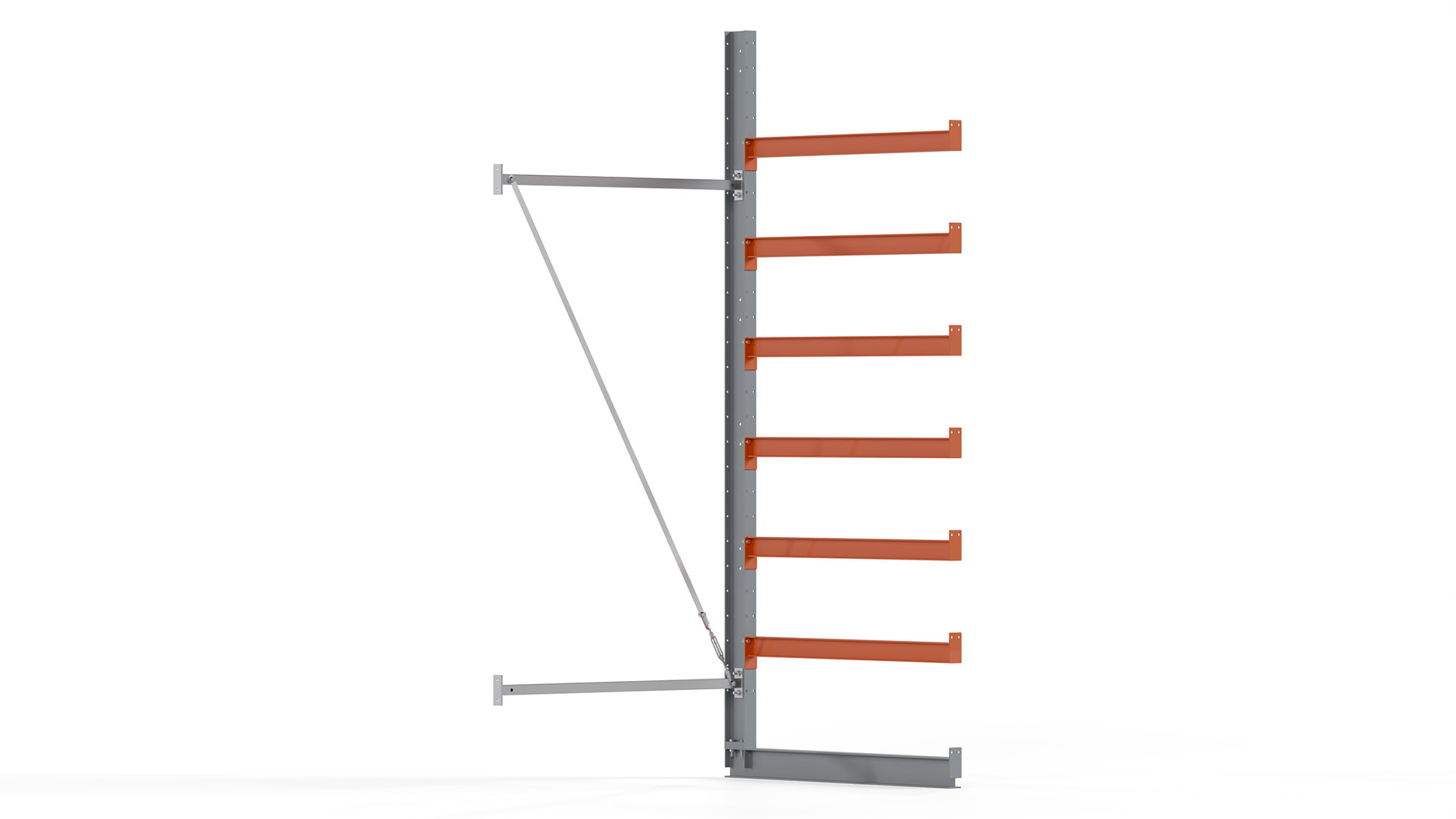 Kragarmregal KARL basic - Anbaufeld - Breite: 100 cm - Höhe: 300 cm - Tiefe: 132 cm - Traglast je Arm: 370 kg - einseitig