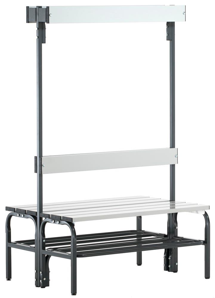 Garderobenbank, doppelseitig, Breite 101,5 cm, Höhe 165 cm, Tiefe 72,5 cm