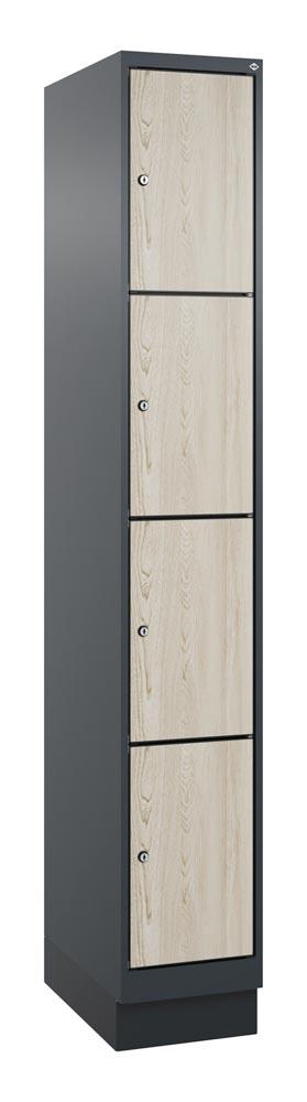 Fächerschrank mit MDF Türen, Breite 30 cm, Höhe 195 cm, Tiefe 50 cm, 4 Fächer