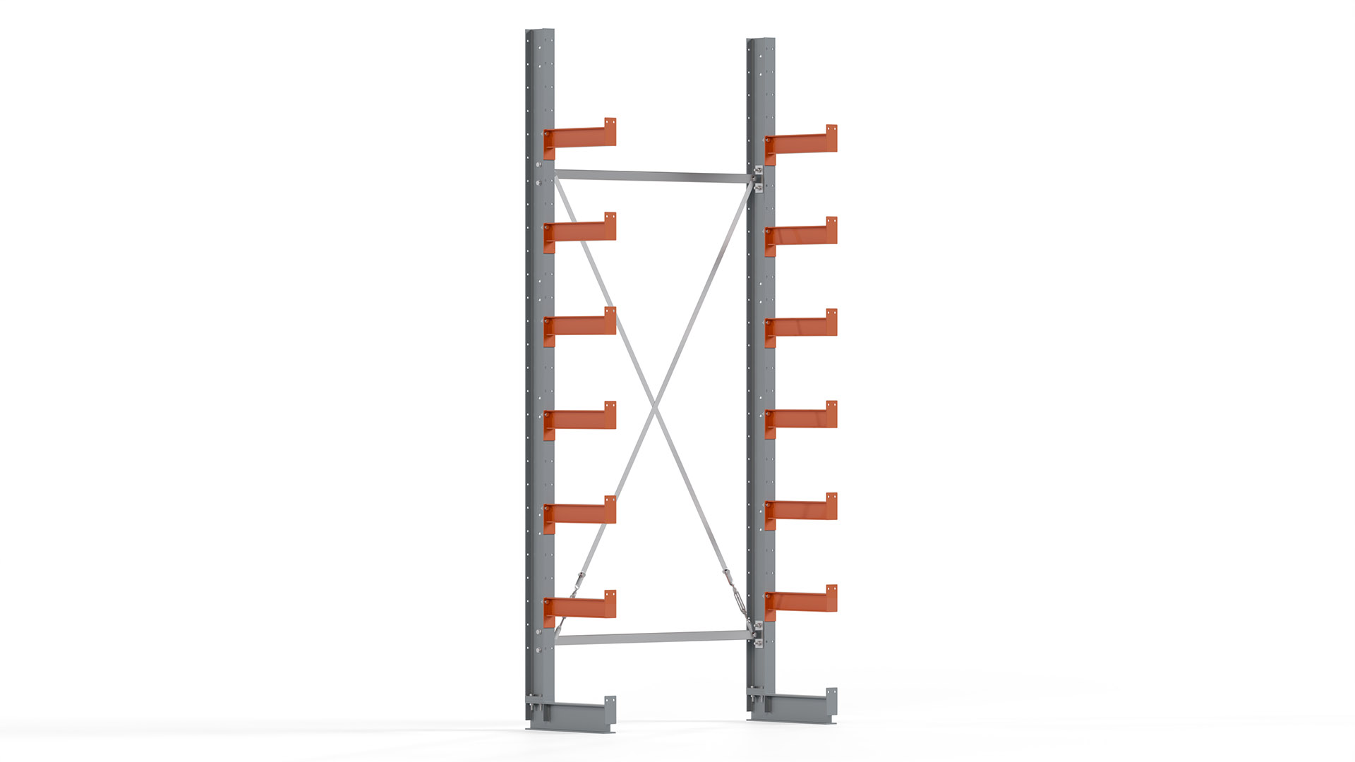 Kragarmregal KARL basic - lackiert - Breite: 128 cm - Höhe: 300 cm - Tiefe: 40 cm - Traglast je Kragarm: 1100 kg - einseitig