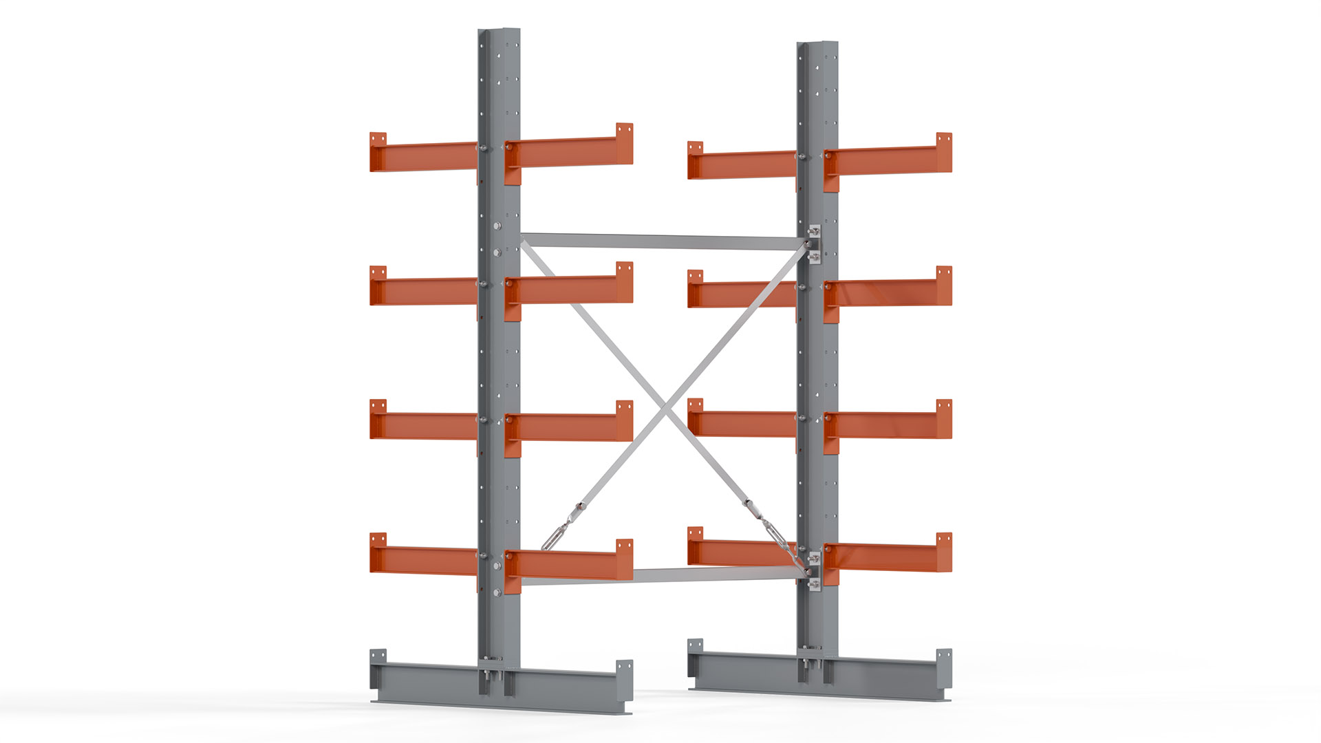 Kragarmregal KARL basic - lackiert - Breite: 128 cm - Höhe: 200 cm - Tiefe: 50 cm - Traglast je Kragarm: 870 kg - beidseitig