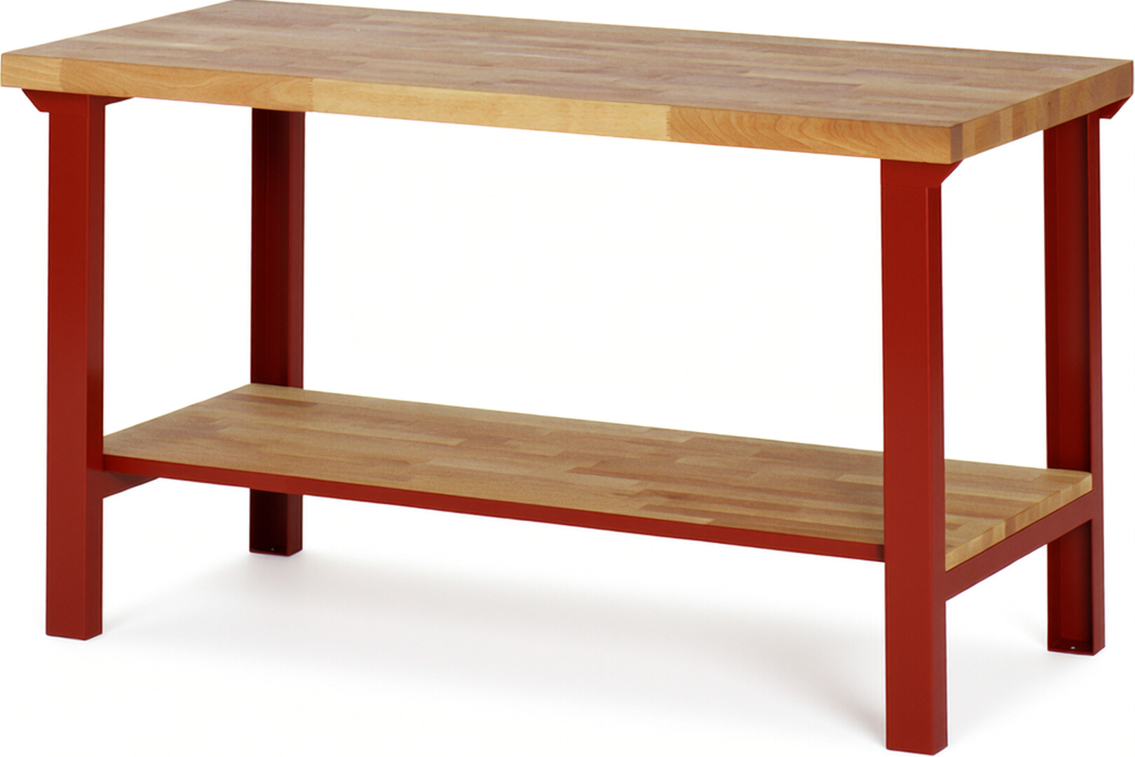 RAU Werkbank rot - Breite 150 cm - Tiefe 70 cm - Höhe 84 cm - Buche-Massiv Arbeitsplatte 40 mm