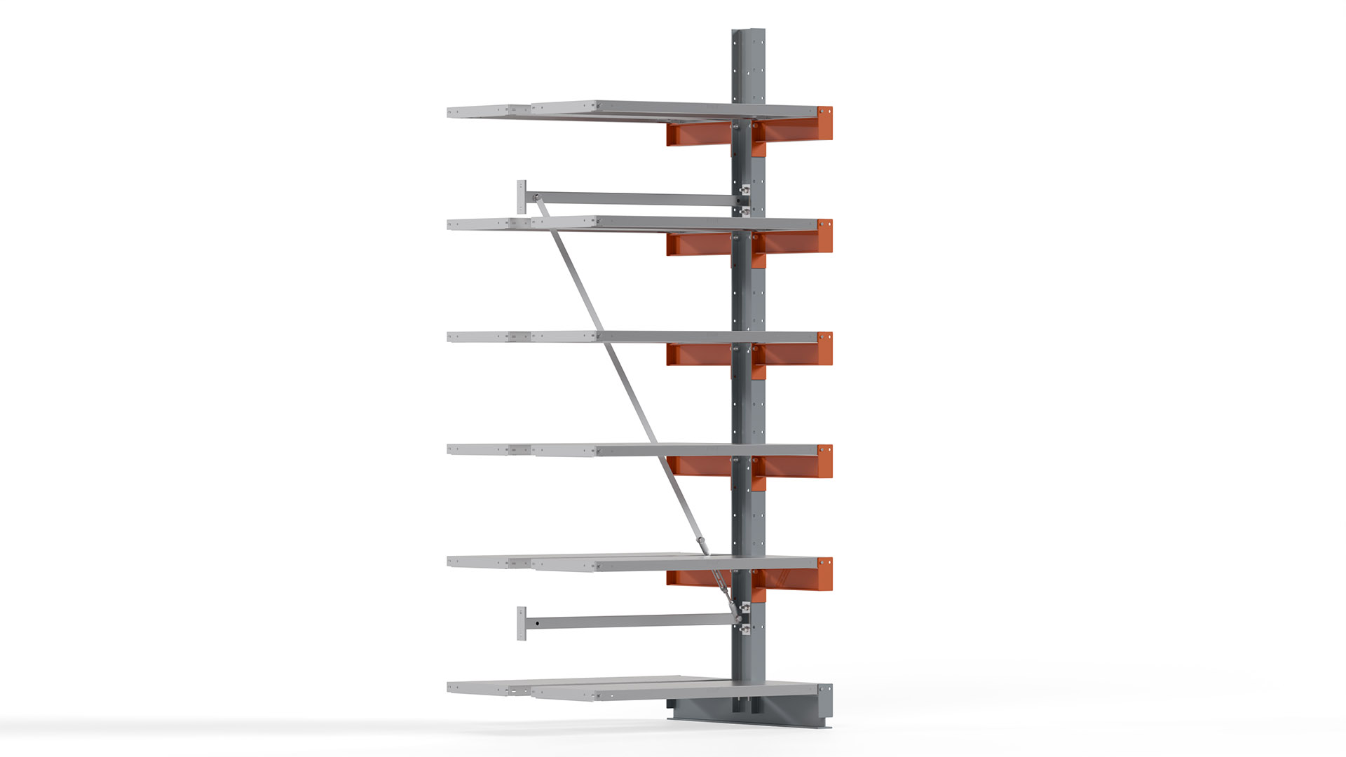 Kragarmregal KARL basic - Anbaufeld - Breite: 100 cm - Höhe: 250 cm - Tiefe: 92 cm - Traglast je Arm: 1100 kg - doppelseitig