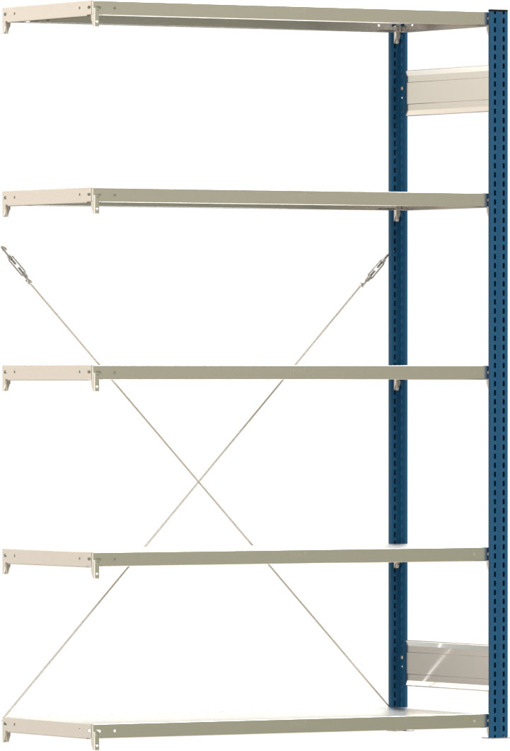 Fachbodenregal BERT - Breite: 128,5 cm - Tiefe: 50 cm - Höhe: 200 cm - 5 Böden - Anbauregal