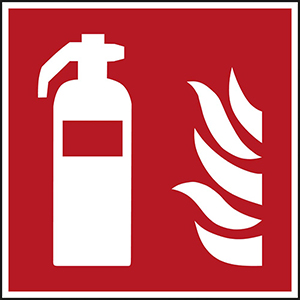 Hinweisschild, Brandschutzkennzeichnung, Feuerlöscher, Folie, 150x150 mm, DIN EN ISO 7010