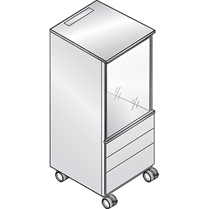 Kühlschrank-Caddy, BxTxH 500x600x1157 mm, Kühlschrank, 3 Schubladen für Besteck + Geschirr, RAL 7021 schwarzgrau