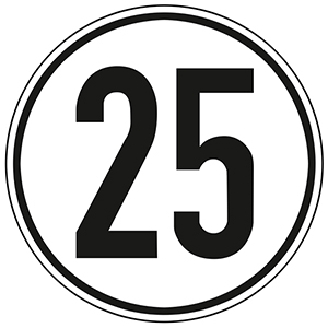 Hinweisschild, 25 km/h, Alu, Durchm. 200 mm