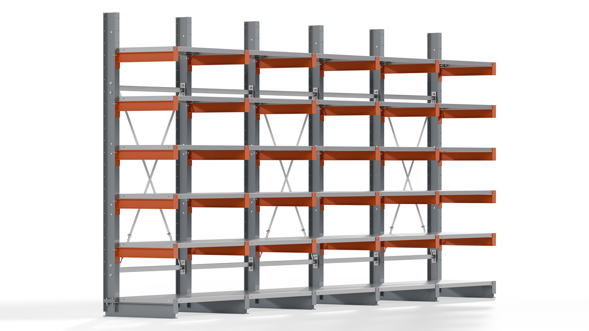 Kragarmregal KARL basic - lackiert - Breite: 500 cm - Höhe: 250 cm - Tiefe: 60 cm - Traglast je Kragarm: 730 kg - einseitig