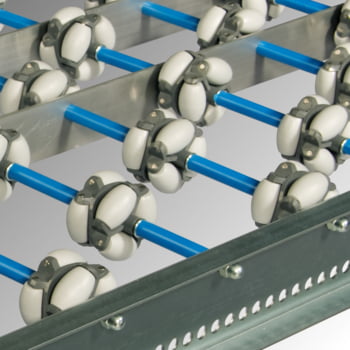 Allseiten Röllchenbahn - Breite 400 mm - Kunststoffröllchen - Länge 500 mm - Achsabstand 75 mm