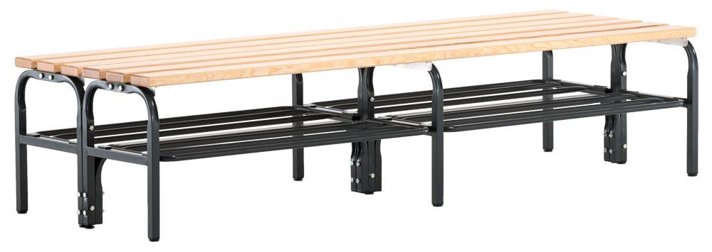 Garderobenbank, doppelseitig, Breite 200 cm, Höhe 45 cm, Tiefe 70 cm