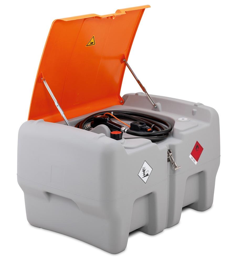 Mobile Dieseltankstation, Vol. 440 l, Klappdeckel, Elektropumpe 12 V, 30 l/min, ohne Akku und Ladegerät ASC55, BxTxH 1180x800x710 mm
