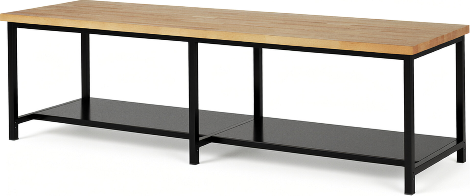 RAU Werkbank schwarz - Breite 300 cm - Tiefe 90 cm - Höhe 84 cm - Buche-Massiv Arbeitsplatte 40 mm