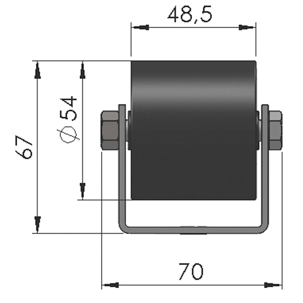 Colli-Rollenschiene, Profil 50/58/50x2,5 mm, verzinkt, Polyamidrollen, Traglast 60 kg, Bauhhöhe 67 mm, Achsabstand 133 mm