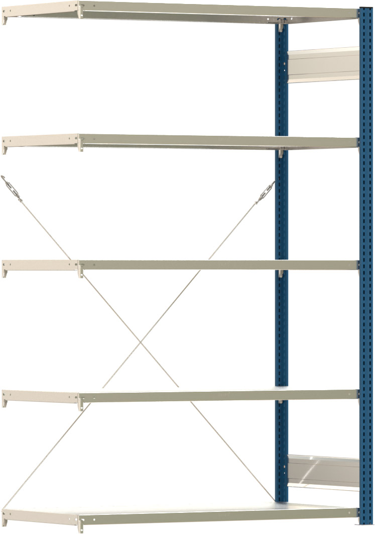 Fachbodenregal BERT - Breite: 128,5 cm - Tiefe: 60 cm - Höhe: 200 cm - 5 Böden - Anbauregal