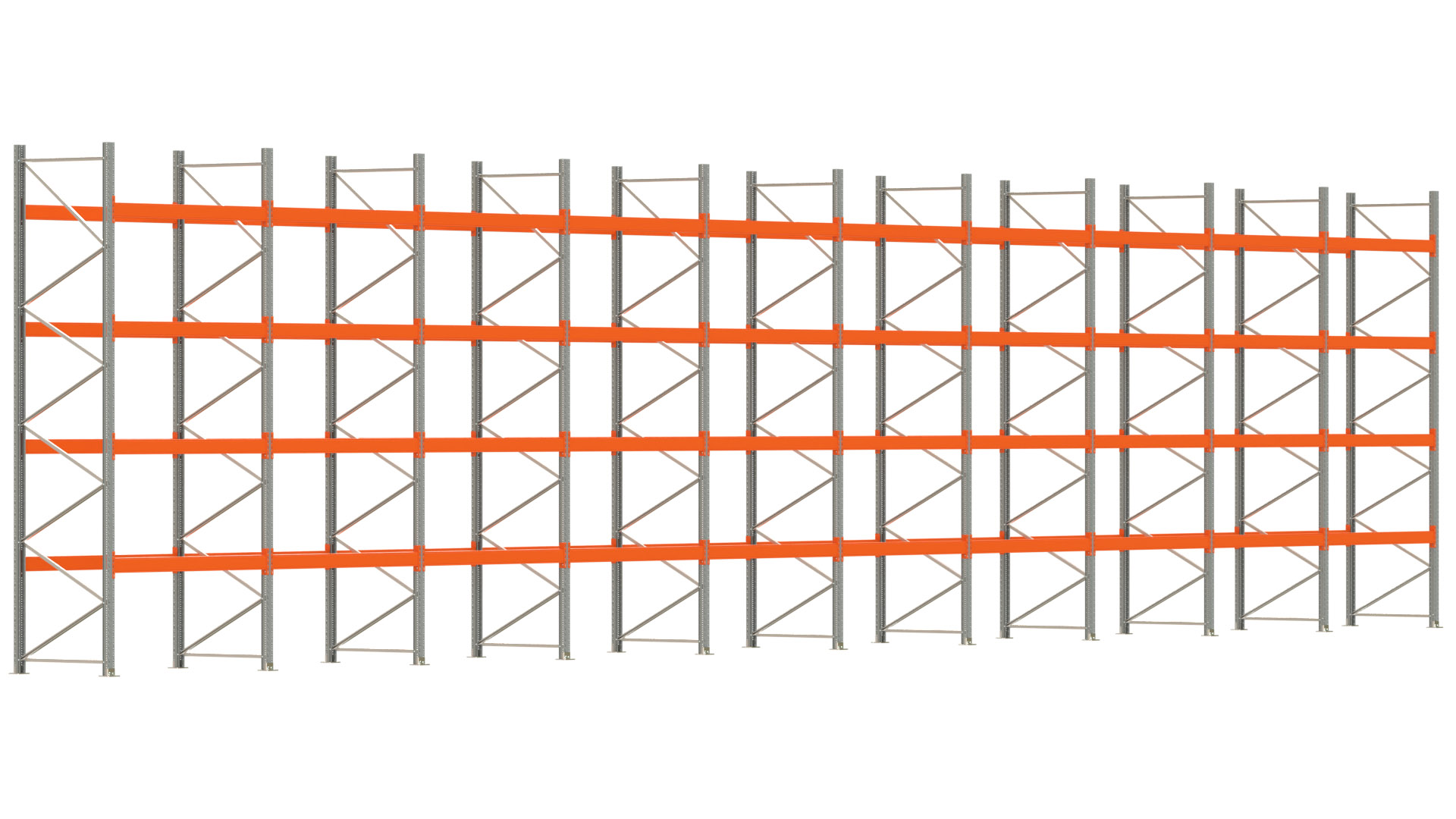 Palettenregal ARTUS - Breite 1993,5 cm - Höhe 450 cm - Tiefe 110 cm - Fachlast 3000 kg - 100 Palettenstellplätze