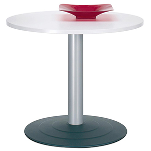 Säulentisch, Durchm.xH 900x720 mm, Rund, Plattenfarbe lichtgrau, Säule silber, Tellerfuß anthrazit