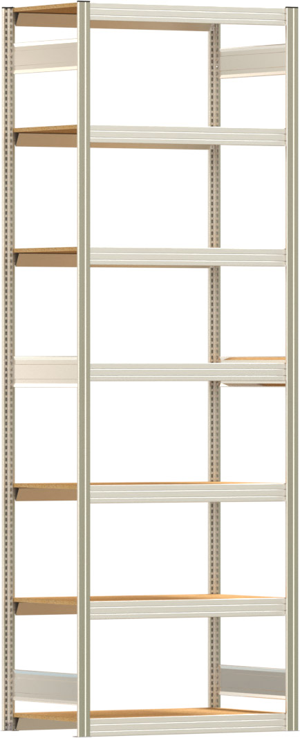 Fachbodenregal BERT - Breite: 100,5 cm - Tiefe: 60 cm - Höhe: 300 cm - 7 Böden - Grundregal