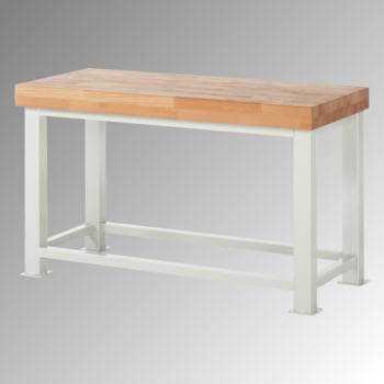 Schwerlastwerkbank - 100 mm Buchenplatte - Tragkraft 4.500 kg - 900 x 1.500 x 900 mm (HxBxT) - lichtgrau