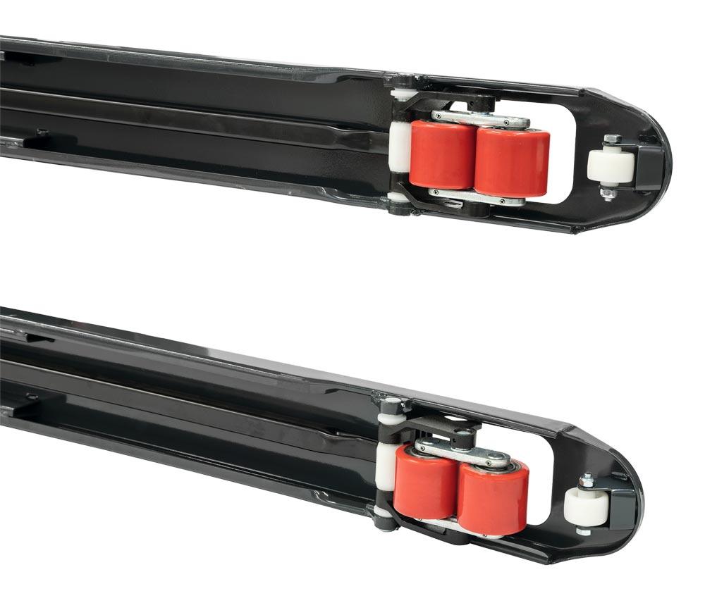 Handgabelhubwagen, Traglast 2500 kg, Gabellänge 1150 mm, Hubbereich 85-200 mm, Bereifung Polyurethan/Polyurethan tandem, RAL 7016