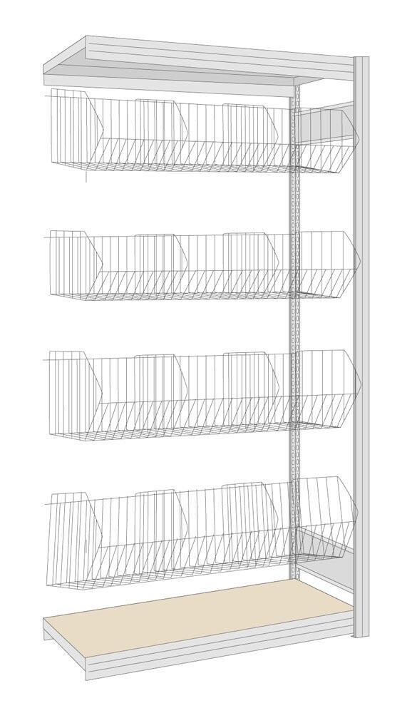 Kleinteileregal mit Gitterkörben