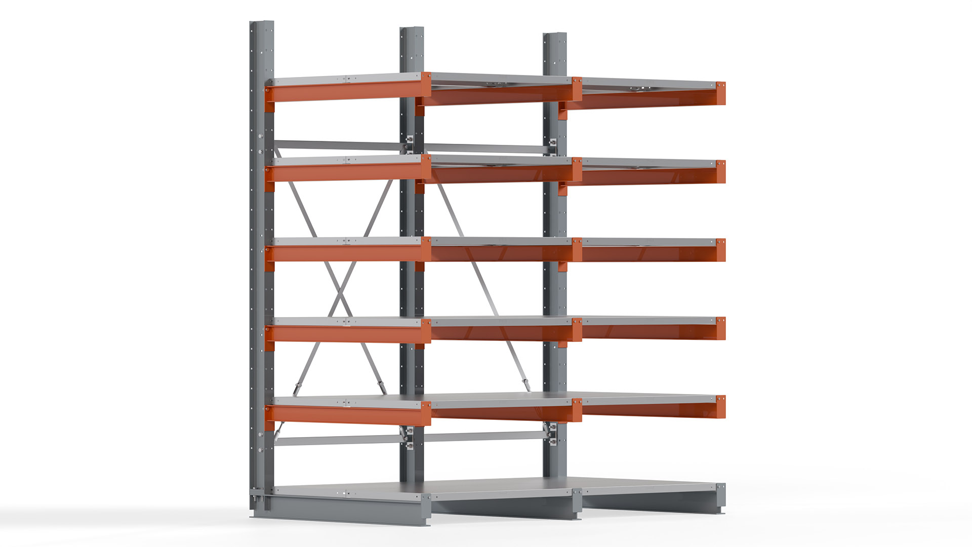 Kragarmregal KARL basic - lackiert - Breite: 200 cm - Höhe: 250 cm - Tiefe: 120 cm - Traglast je Kragarm: 370 kg - einseitig