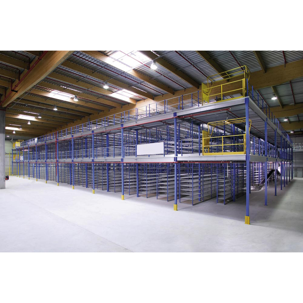 Lagerbühne, Grundfeld mit 4 Stützen und 4 Hauptträgern, Traglast 400 kg/qm, BxTxH 4000x4000x2500 mm