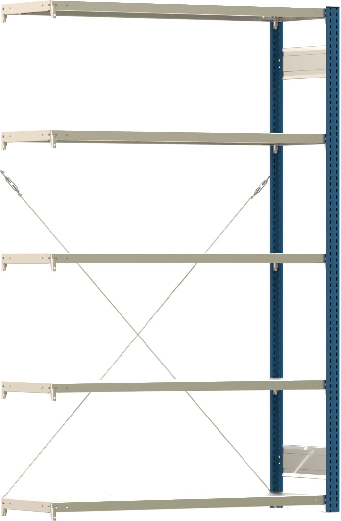 Fachbodenregal BERT - Breite: 128,5 cm - Tiefe: 40 cm - Höhe: 200 cm - 5 Böden - Anbauregal